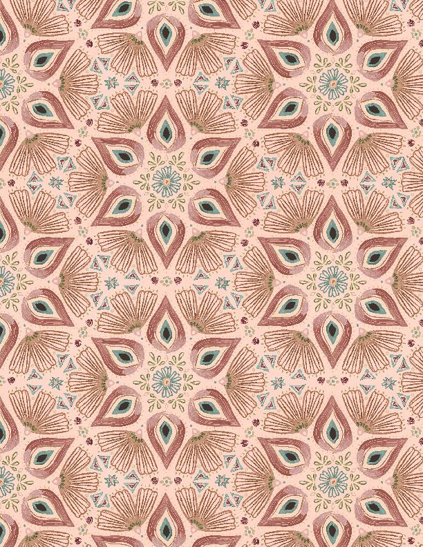 Wilmington Fabrics, Floralscape, Mosaic on Peach
