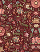 Wilmington Fabrics, Floralscape, Packed Floral on Burgundy