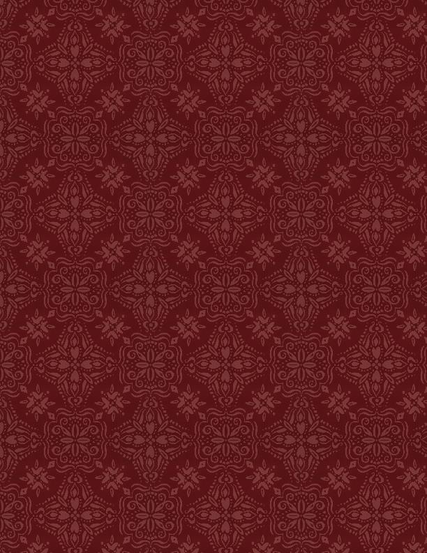 Wilmington Fabrics, Floralscape, Tonal Geometric, Burgundy