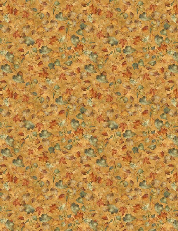Wilmington Fabrics, Glorious Fall, Packed Fall Leaves, Gold