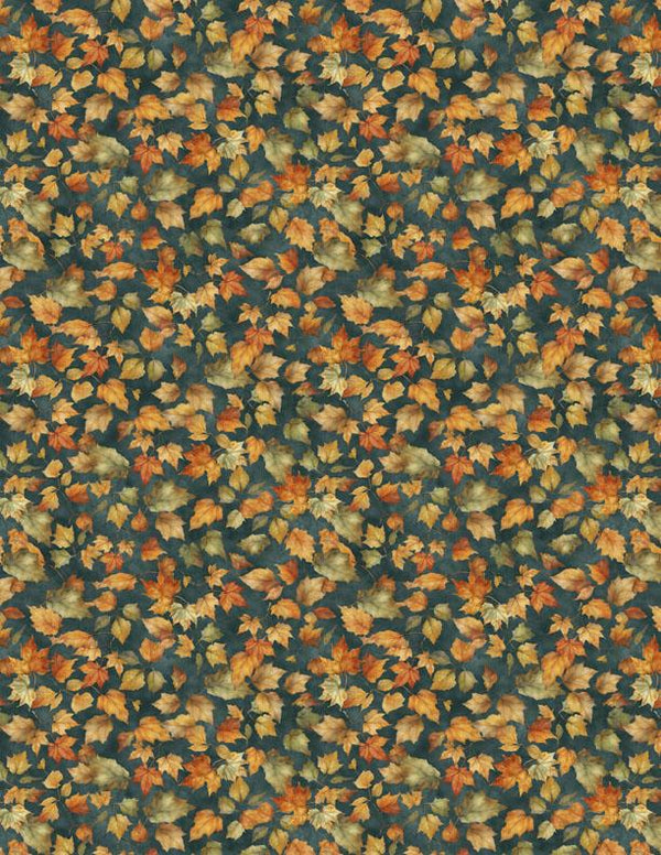 Wilmington Fabrics, Glorious Fall, Packed Fall Leaves, Teal