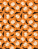 Wilmington Fabrics, Midnight Hauntings, Bats & Pumpkins, Orange