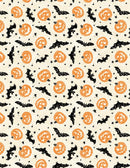Wilmington Fabrics, Midnight Hauntings, Bats & Pumpkins, Cream