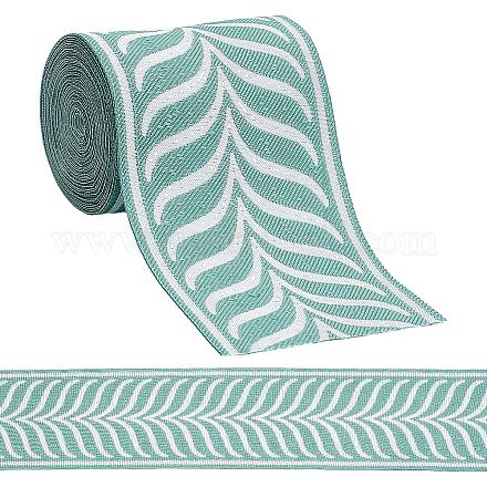 Woven Ribbon Leaf Design-Aqua - 3 3/8" (86mm)