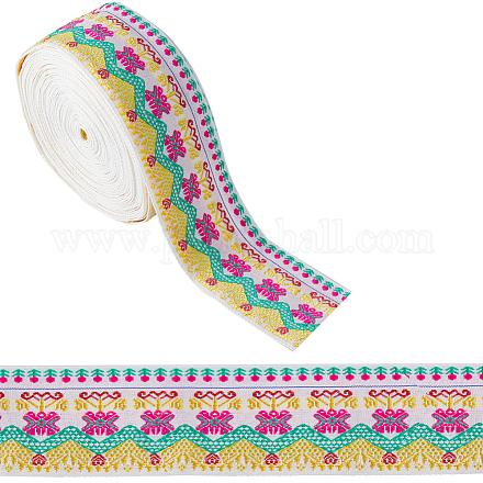 Woven Ribbon Pink/Yellow/Green/White   3/4" (45mm) wide