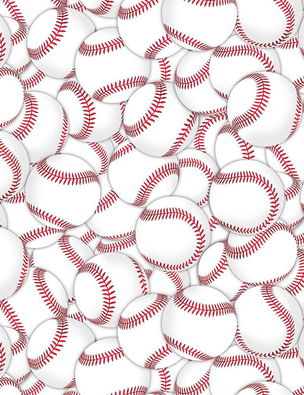 Baseballs with Red Stitching, White