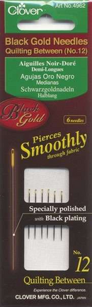 Clover Black Gold Between / Quilting Needle Size 12 6ct