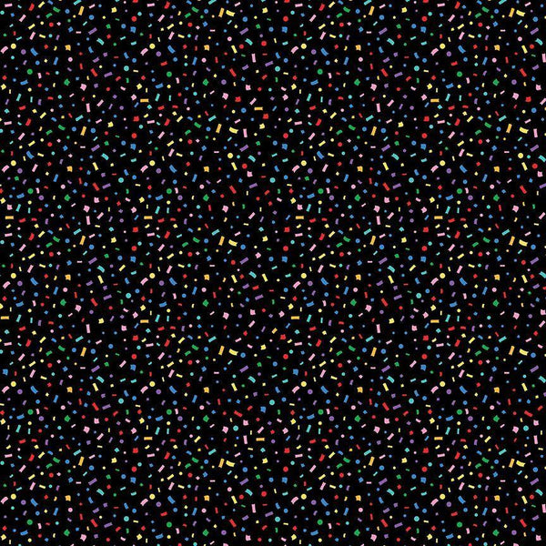 Confetti Party, Multi colors on black