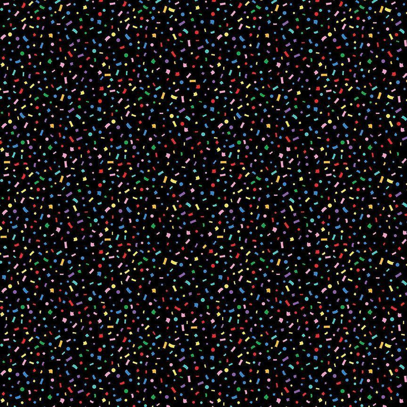 Confetti Party, Multi colors on black