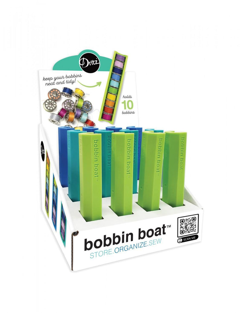 Dritz, Bobbin Boat, 3 Colors, Lime Green -Teal - Blue