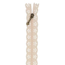 Kimberbell 14" Lace Zipper Buttermilk