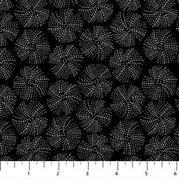 Figo Fabrics, Sea Botanica Rayon - Urchin Text - Black