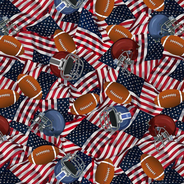 Footballs Helmets & USA Flags