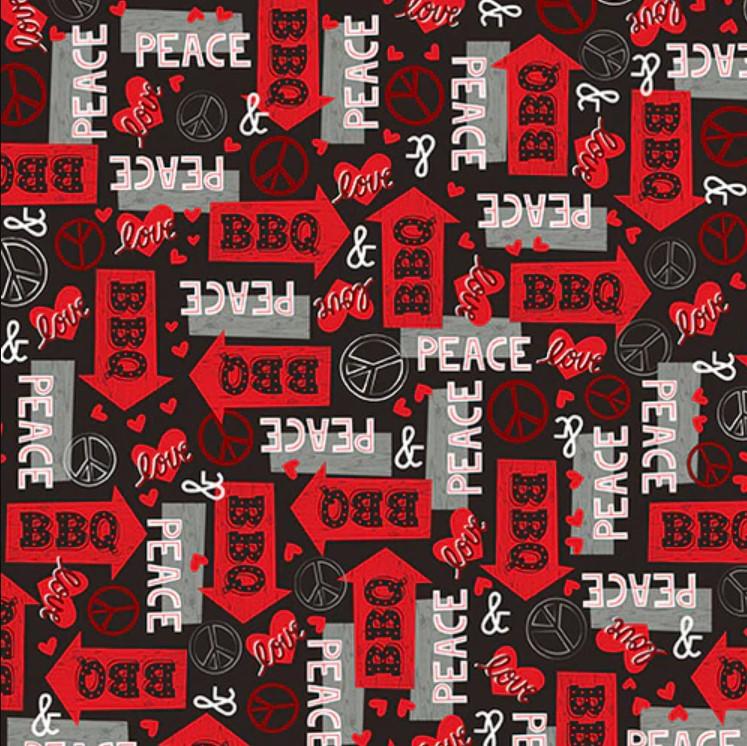 Henry Glass, Peace Love & BBQ - Words & Arrows - Black/Red