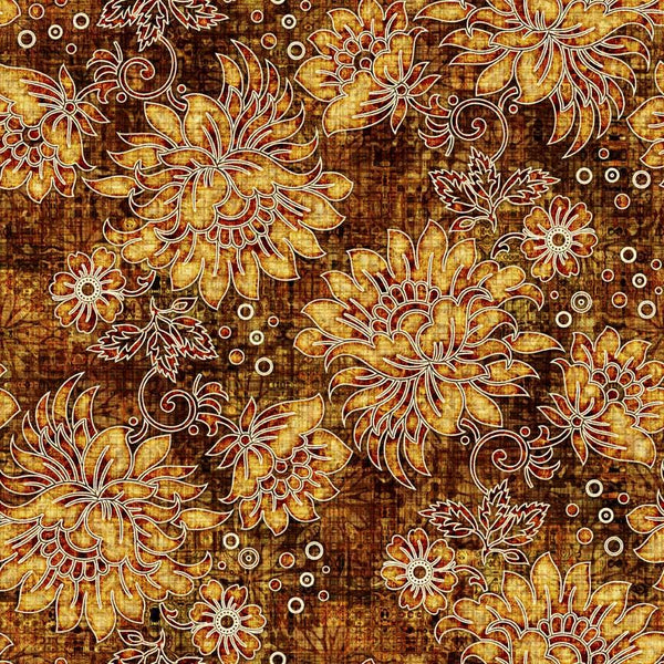 Treasured by QT Fabrics, Large Floral, Gold